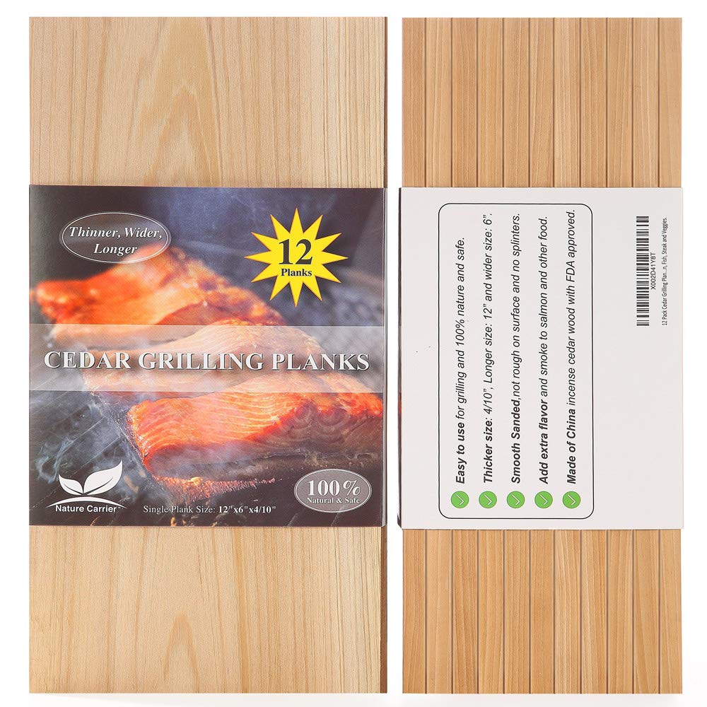 12 Pack Cedar Grilling Planks with Larger Size 6”x12”x0.4. Add Extra