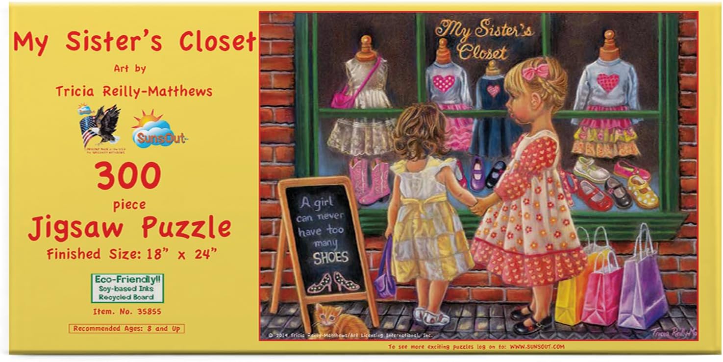 SUNSOUT INC - My Sister's Closet - 300 pc Jigsaw Puzzle by Artist: Tricia Reilly-Matthews - Finished Size 18" x 24" - MPN# 35855