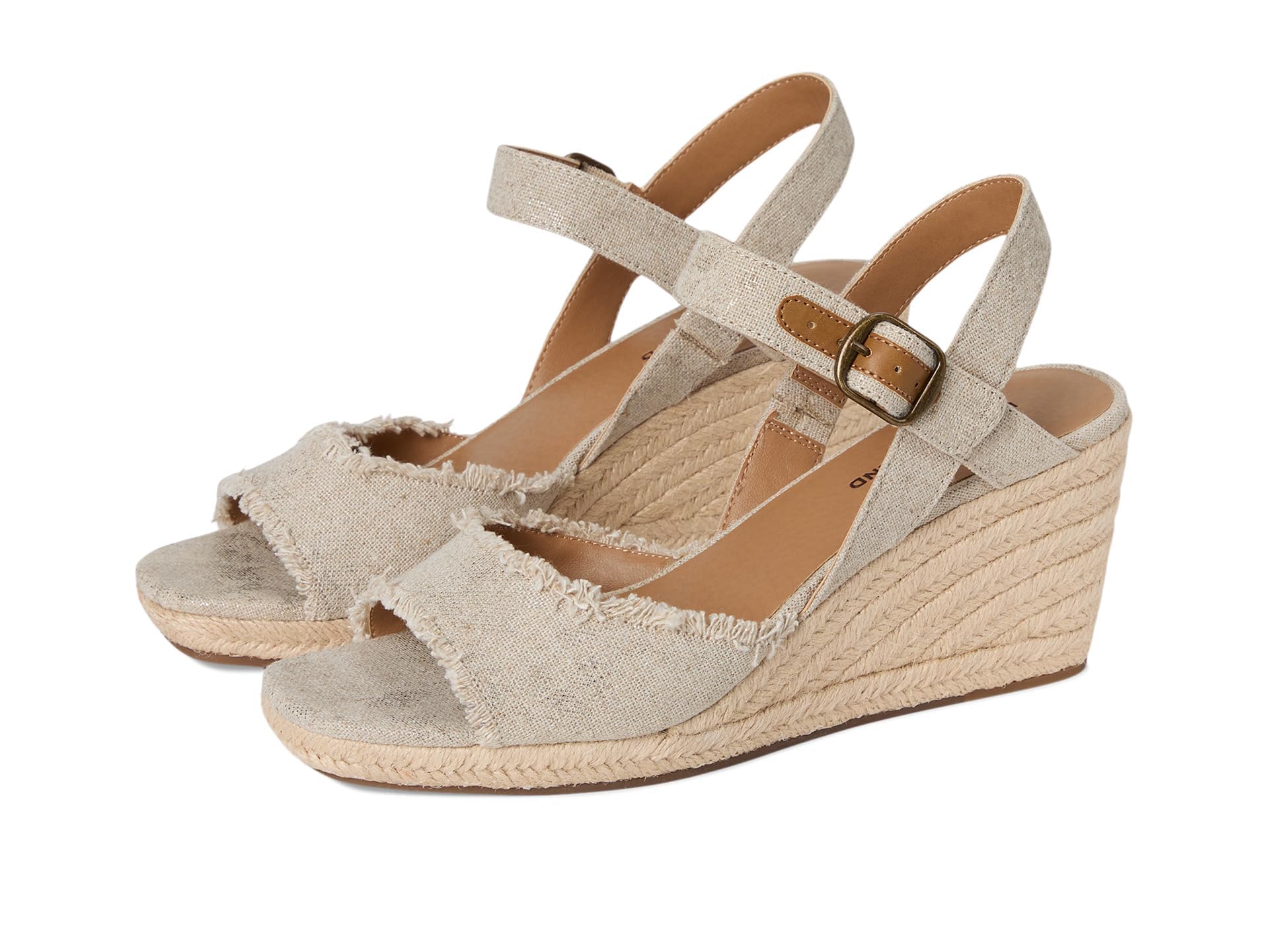 Lucky Brand Femme Mindra Sandale cale, Platine Naturelle, 36 EU Large