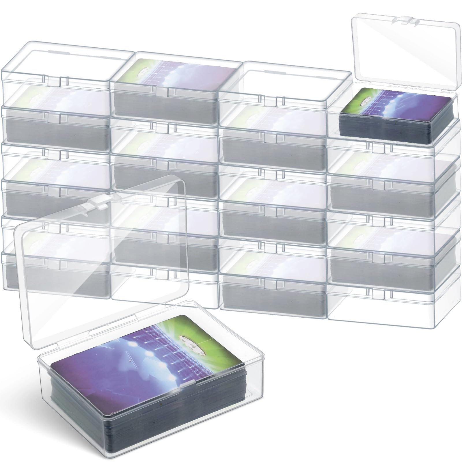 Vicenpal 36 Pcs Playing Card Boxes Clear Plastic Deck Cases Trading Card Storage Boxes Game Cases Holder 4.05 x 2.91 x 1.35 Inch