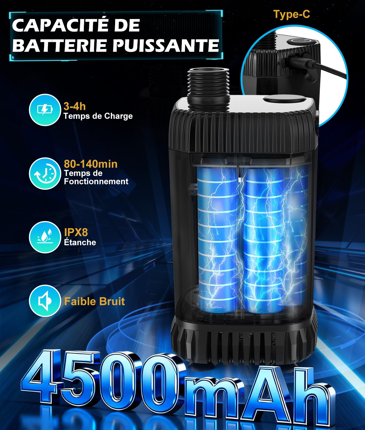 WADEO Douche Portable Camping avec Seau Pliable 20L & Pompe 5 Vitesses | 4 Modes Pulvérisation, Pompe Douche Rechargeable 4500 mAh avec Écran LED, IPX8, Douche Camping pour Voyage, Animal, Voiture