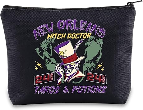 BWWKTOP DR Facilier Cosmetic Makeup Bag Facilier Fans Gifts New Orleans Witch Doctor Taros & Potions Zipper Pouch Bag For Movie Fans New Orleans