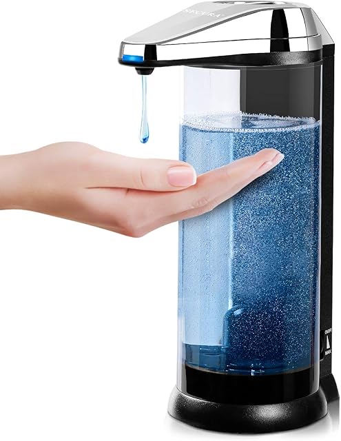 Secura 17oz / 500ml Premium Touchless Battery Operated Electric Automatic Soap Dispenser w/Adjustable Soap Dispensing Volume Control Dial (Chrome)