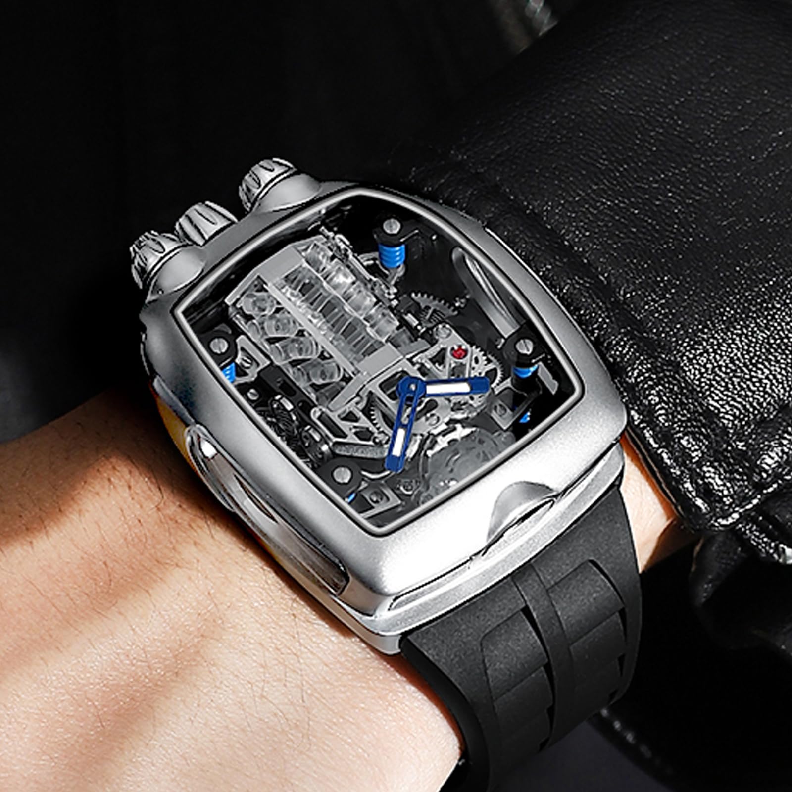 Automatik Uhr Herren - Japanischer NH35 Movement Herrenuhr Automatik mit Lederarmband, 50 * 42mm Edelstahlgehäuse, Premium Uhr Herren für Business & Alltag