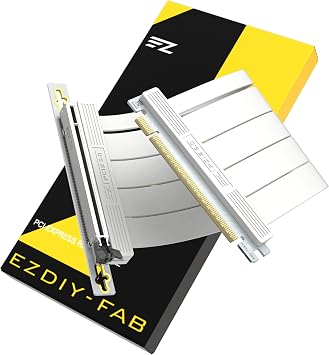 EZDIY-FAB PCIE 5.0 Riser Cable, Ultra-Flexible 128GB/s Bandwidth GPU Extension, Vertical GPU Mount for RTX 5090 4090 & RX 9000, Backwards Compatible PCIE 4.0/3.0,Right Angle-20cm,White