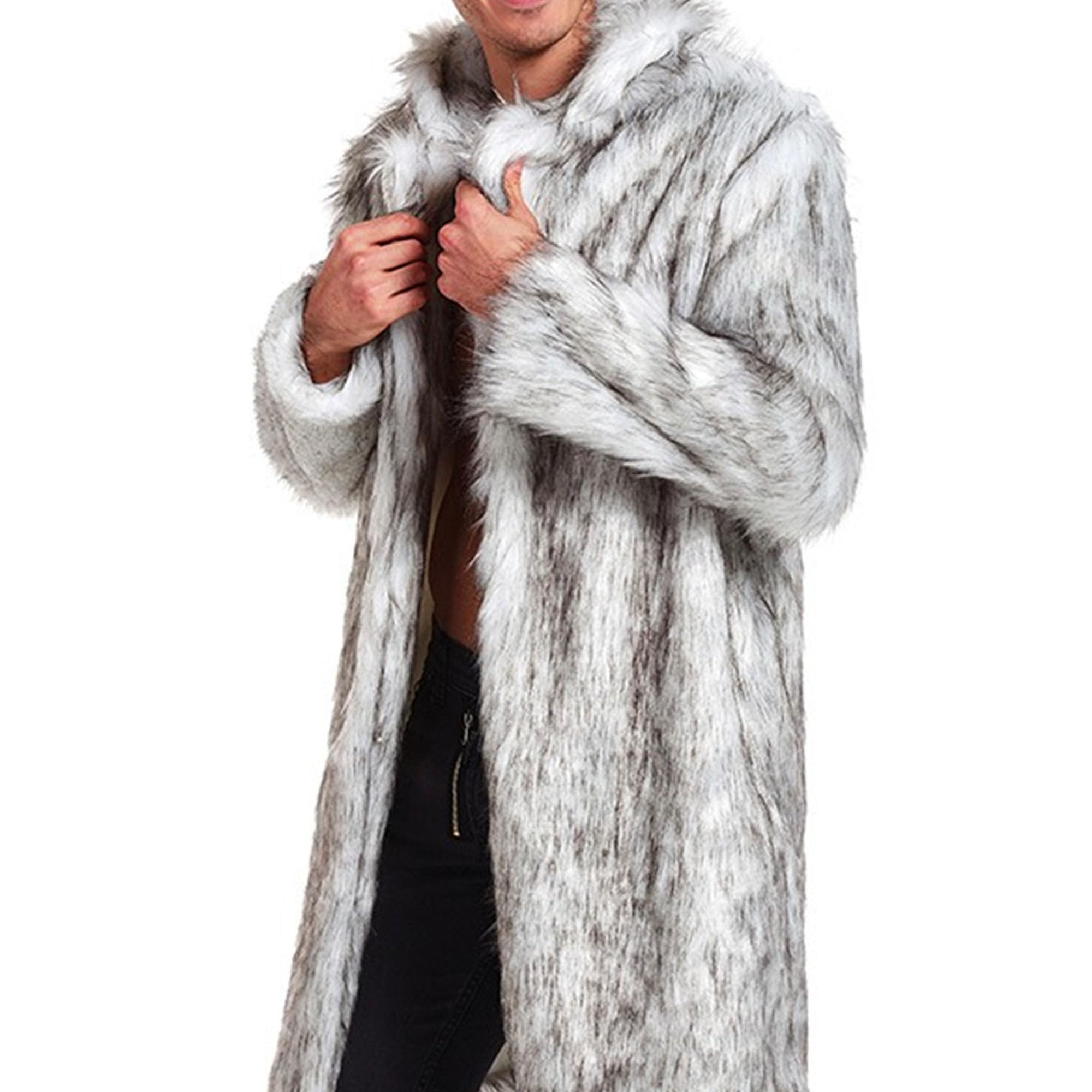 Cappotto invernale da uomo con palangari aperti sul davanti, soffice e