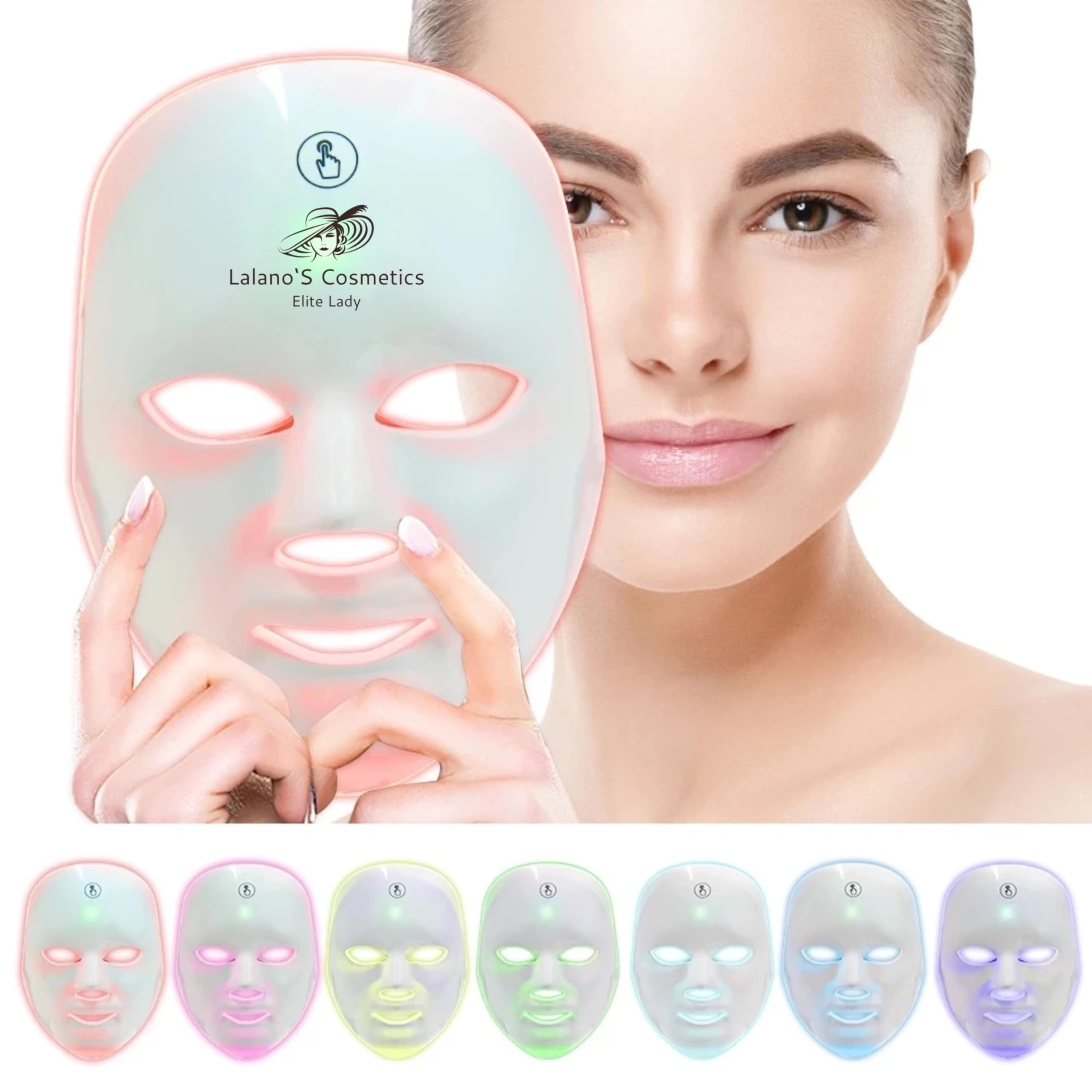 Lalano'S Cosmetics maska na twarz LED, 7 kolorów, przeciwstarzeniowa, trądzikowa i ujędrniająca skórę, terapia światłem, 112 diod LED, możliwość ponownego ładowania, certyfikat CE, dla kobiet i
