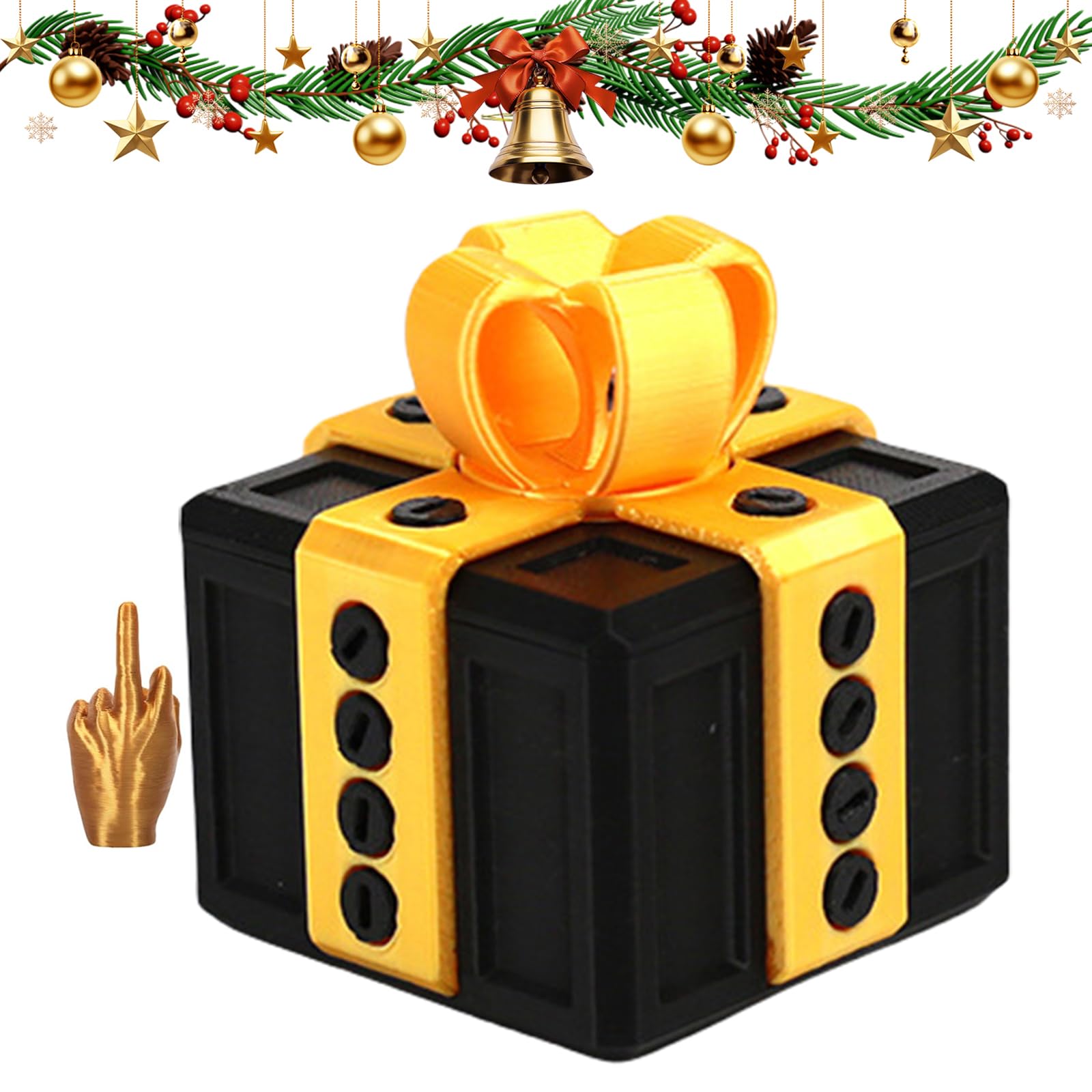 Black Gold The Prank Box – Hilarious Middle Finger Surprise Gift Box, 3D Printed Annoying Screw Challenge, Colorful Interactive Prank Decor For Desk, Fun Gag Gift For Pranks And Mischief Christmas