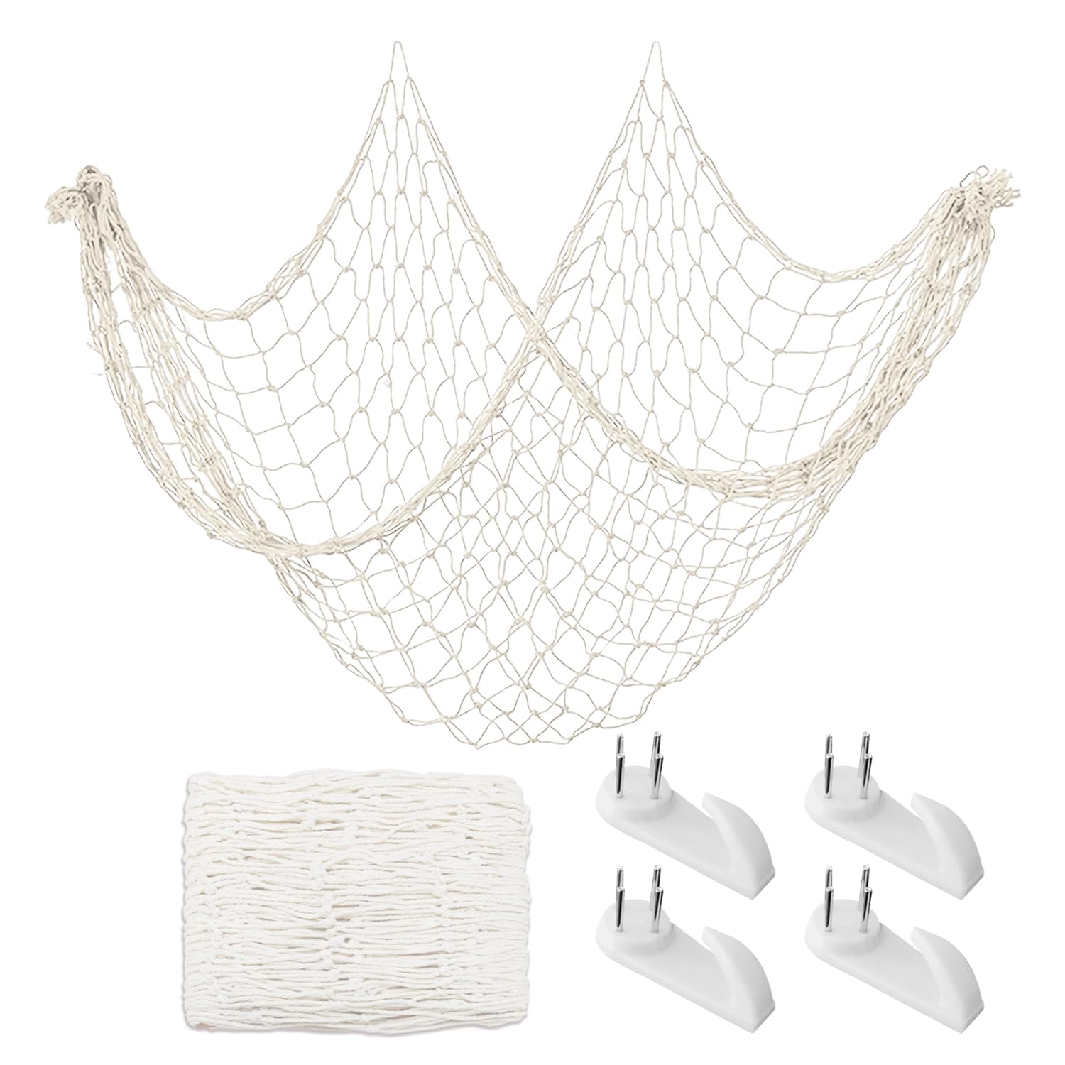 CVFRTT Decoración De Red De Pesca De 1 Pieza Y Ganchos De Pared De 4 Piezas, Decoraciones Creativas, Decoraciones Temáticas del Océano, Decoraciones para El Hogar