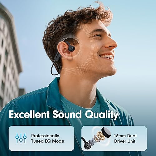 Miniatura 3 de Auriculares de conducción ósea, auriculares de oído abierto, sonido superior inalámbrico Bluetooth auriculares para correr 10 horas de reproducción