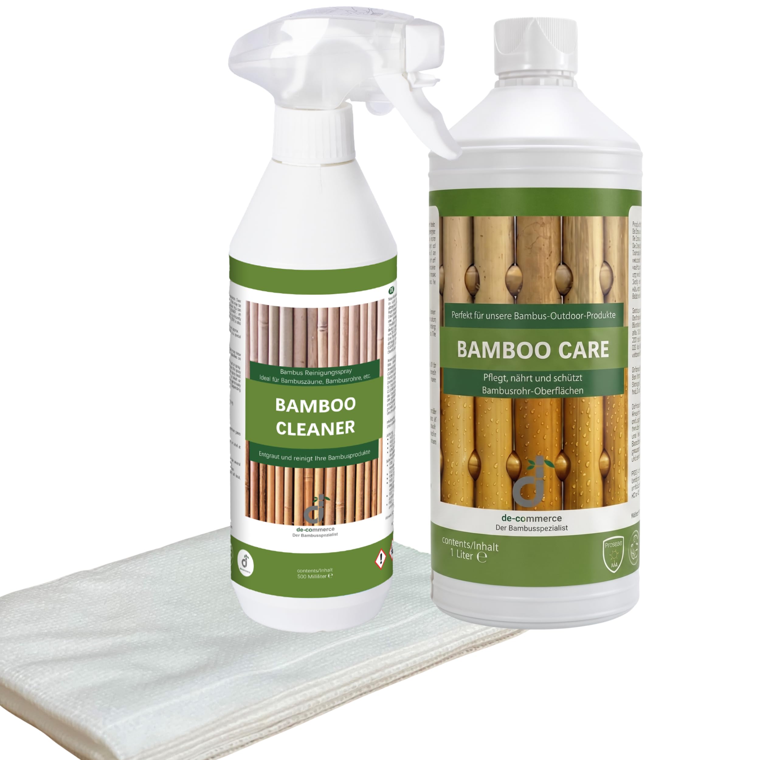 DE-COmmerce Kit d'entretien pour bambou CLEANER + CARE+ LINGETTES D'ENTRETIEN Spray nettoyant Huile d'entretien pour bambou extérieur Clôture en bambou Brise-vue Kit d'entretien