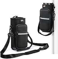 Vista 25 de Bolsa para botella de agua Nuovoware, soporte para botella de agua de 25oz/40oz/64oz, correa de mano ajustable, 2 bolsillos de neopreno, accesorios