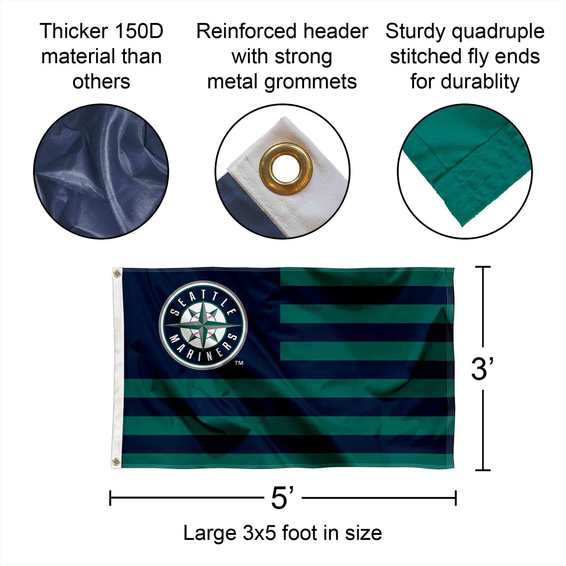 WinCraft Seattle Baseball Stars and Stripes Nation 3x5 Flag