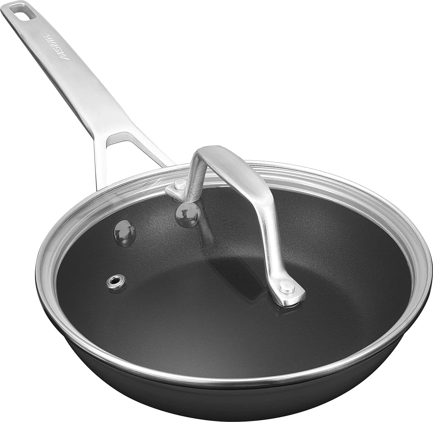 MsMk 8 inch Small Frying Pan with Lid Burnt also Non stick Omelette pan PFOA Free Non-Toxic Scratch-resistant