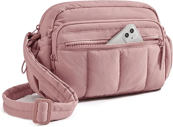 BAGSMART Anti Theft Crossbody Bags for Women Travel Purse, Medium Quilted Puffy cross body bag, Handbags Shoulder Purses, Dark-medium