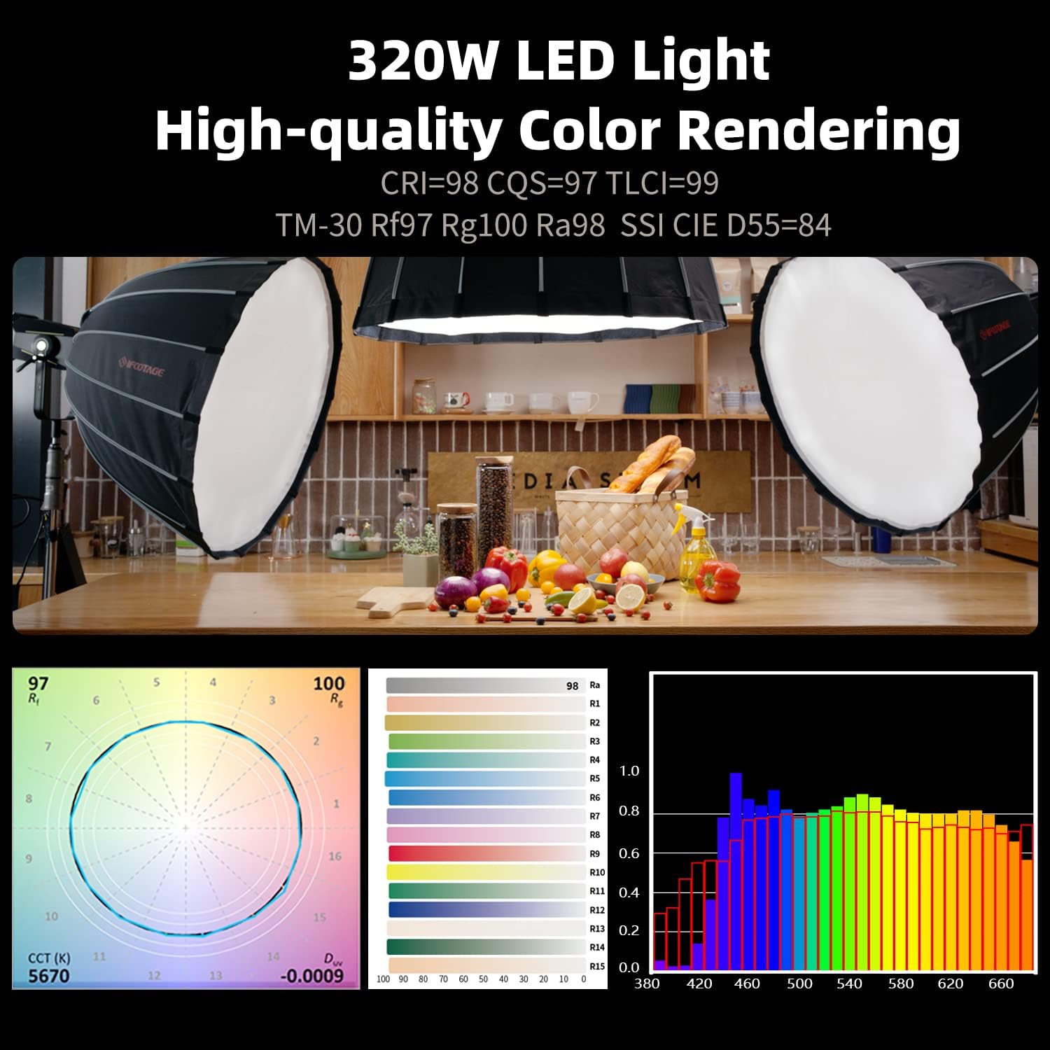 IFOOTAGE Round Base Monopod RB-A400 with 320W Video Light