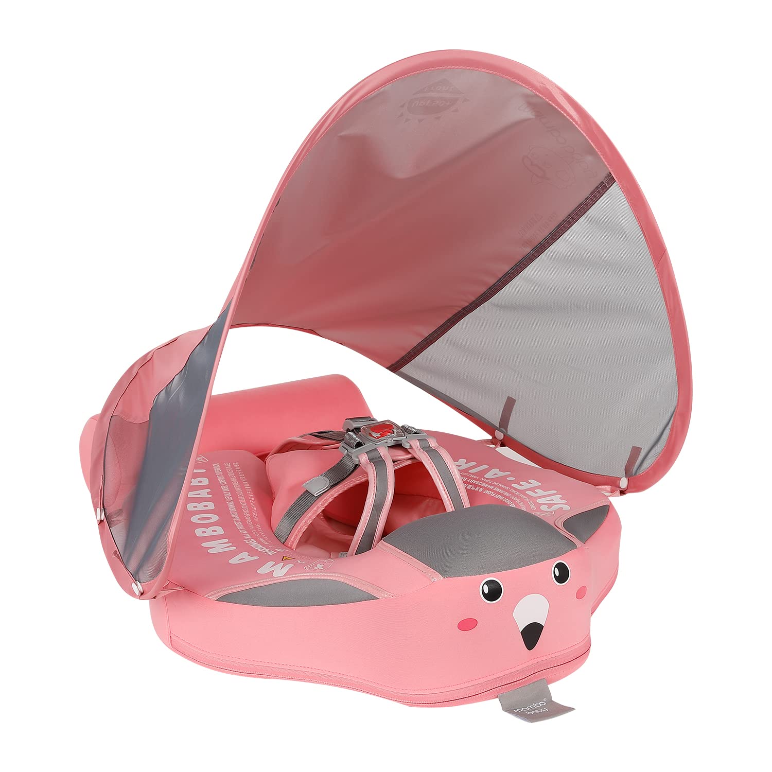 Baby Pool Float 3 Months-2 Years, Baby Float with Canopy, Tail and Harness, Non-Inflatable Infant Pool Float with Sunshade, Waterproof and Quick Drying, Suitable for Pool, Sea.