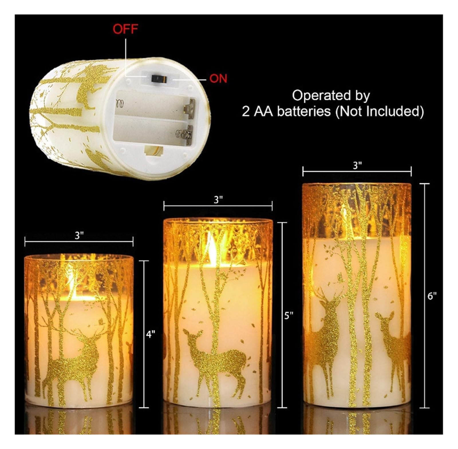 Candele Senza Fiamma Tremolanti, Candele a Colonna con Fiamma Artificiale Realistica in Movimento, Set di 3 - Luci LED a Batteria - Senza Profumo - Telecomando Incluso