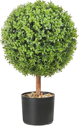 Vista 36 de VEVOR Árbol topiario artificial de boj, 48 pulgadas de alto (2 piezas), árbol topiario sintético en forma de triple bola, planta sintética verde