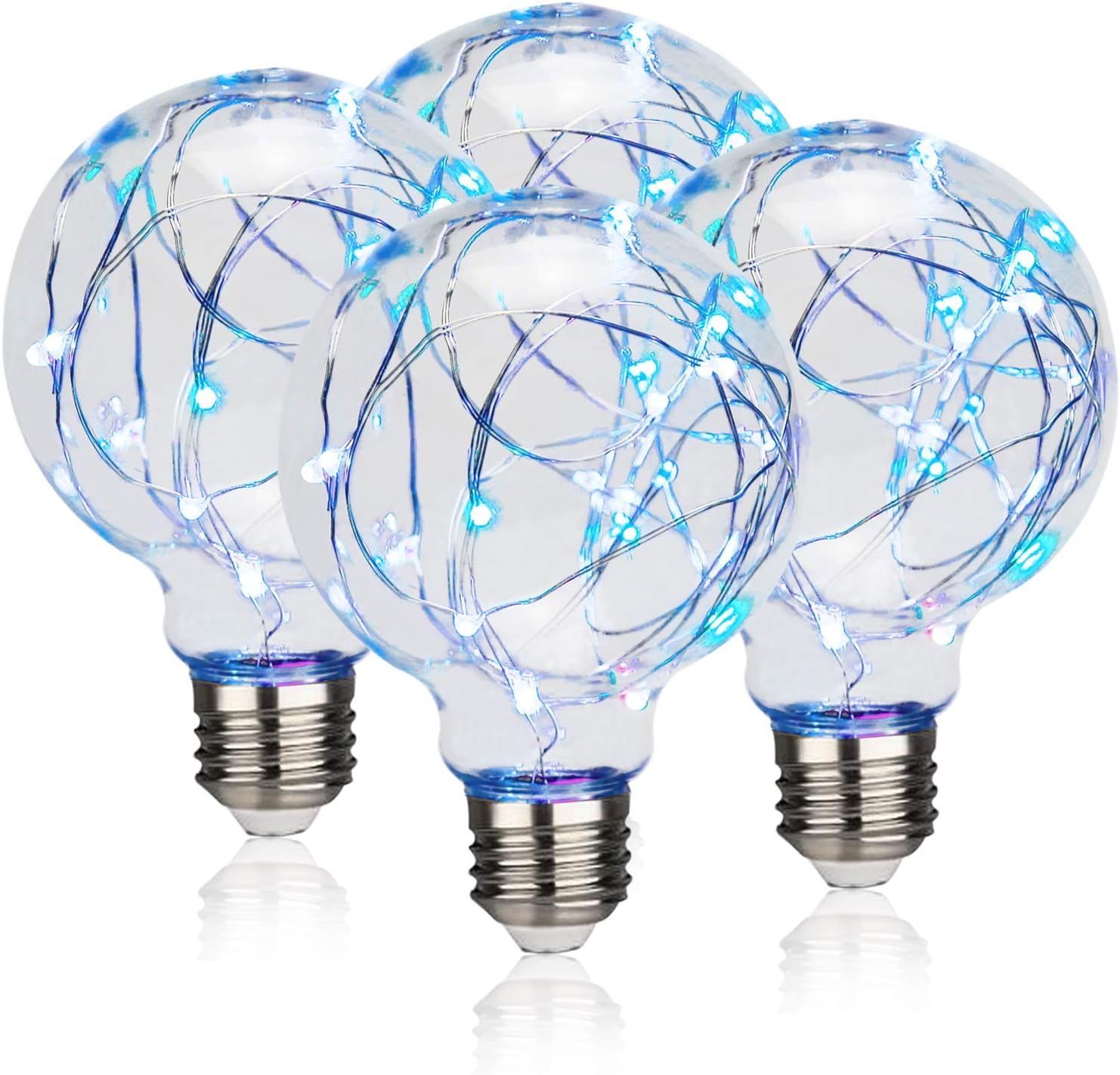 G80(G25) LED Bulbs, E26 Light Edison Bulbs, Vanity Globe Led Bulbs, Warm White, Decorative Filament String Light Bulbs, 4 Pack