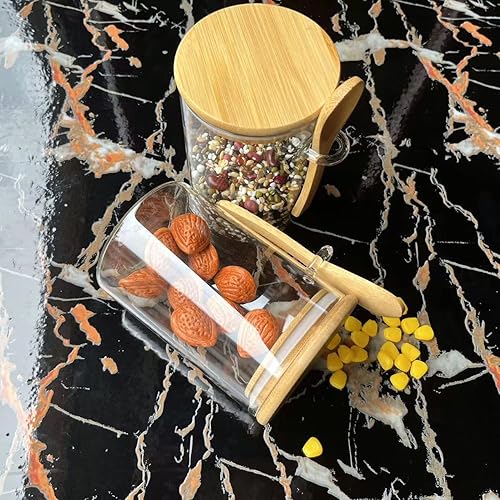 Miniatura 2 de Recipientes de vidrio con tapa hermética de bambú, cuchara de madera, cuchara de madera, recipiente de almacenamiento de alimentos, recipientes de