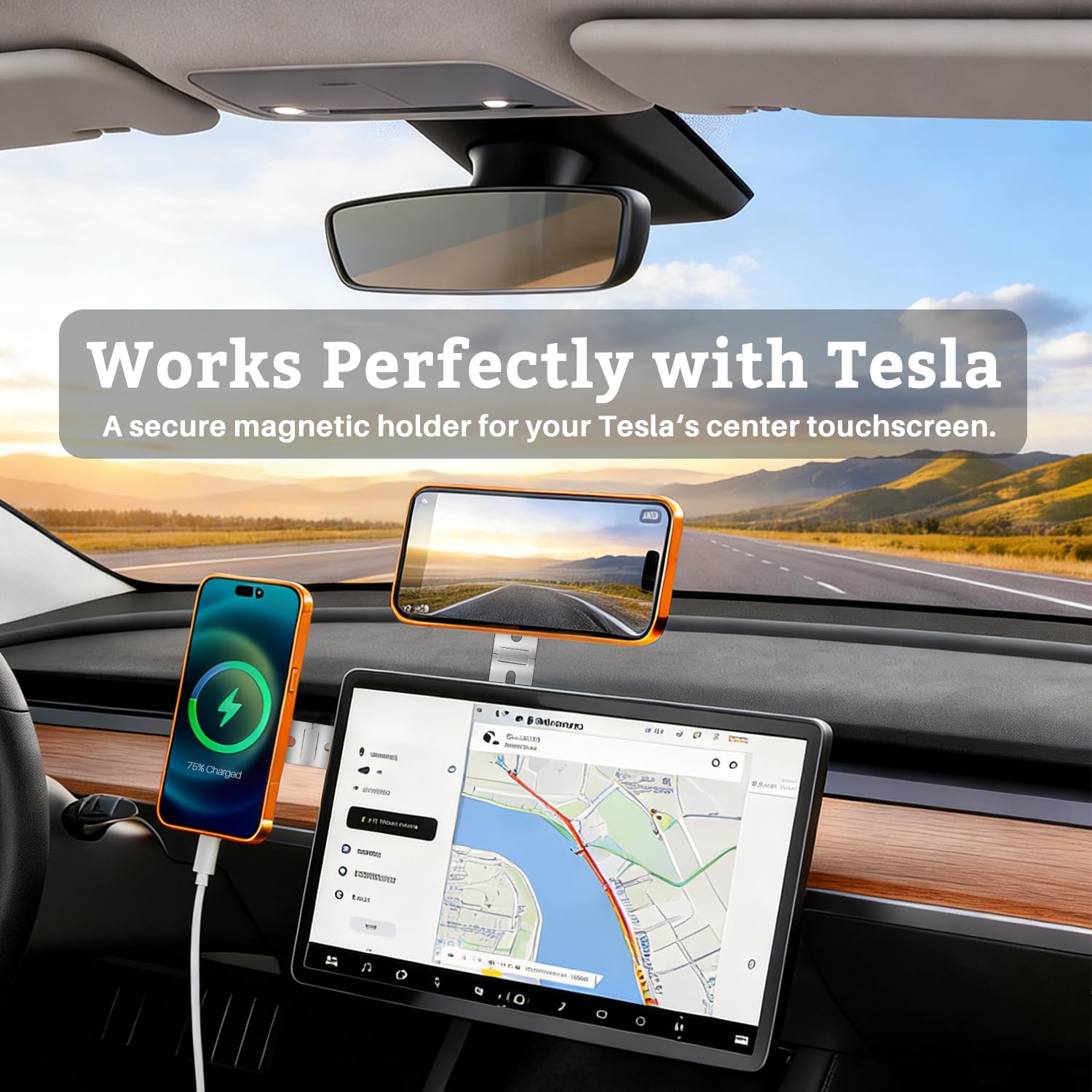 Supporto magnetico per laptop e monitor, supporto laterale nascosto pieghevole, continuità regolabile a 360°, supporto per fotocamera MagSafe iPhone 12-17 Air Pro Max, adatto per Tesla Model