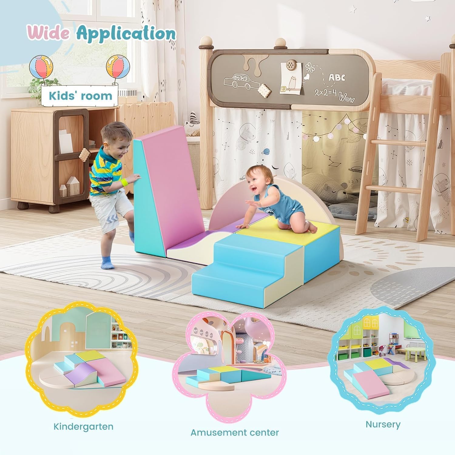 6 pezzi di blocchi da costruzione in schiuma, blocchi in schiuma morbida e non tossica per bambini, blocchi grandi in schiuma per interni, blocchi da costruzione Montessori per bambini, giocattoli