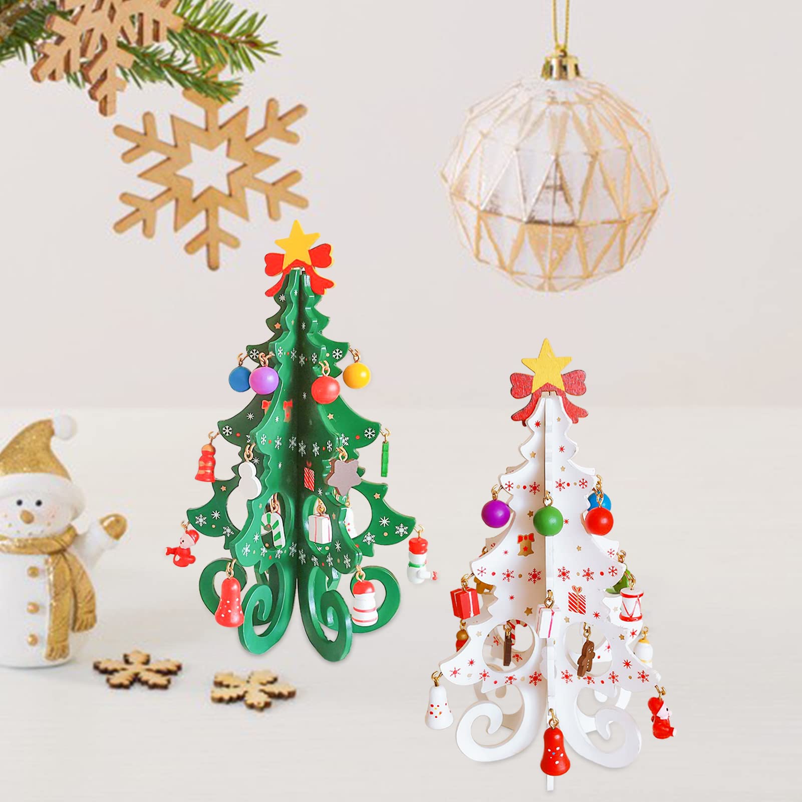 Amazon.co.jp: 2点 クリスマスツリー 卓上 木製ミニツリー クリスマス