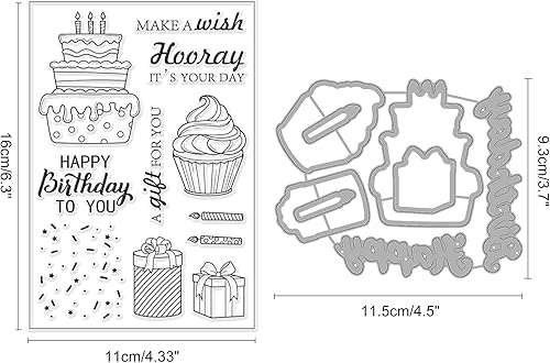 Vista 32 de INFUNLY Sellos y troqueles de gato para hacer tarjetas, juego de sellos y troqueles transparentes para corte de metal, sellos de goma de silicona