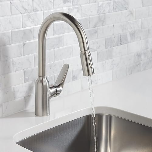 Miniatura 5 de hansgrohe Focus N 71801801 - Grifo de cocina de barra de acero inoxidable, con rociador extraíble, grifo para fregadero de cocina, óptica de acero