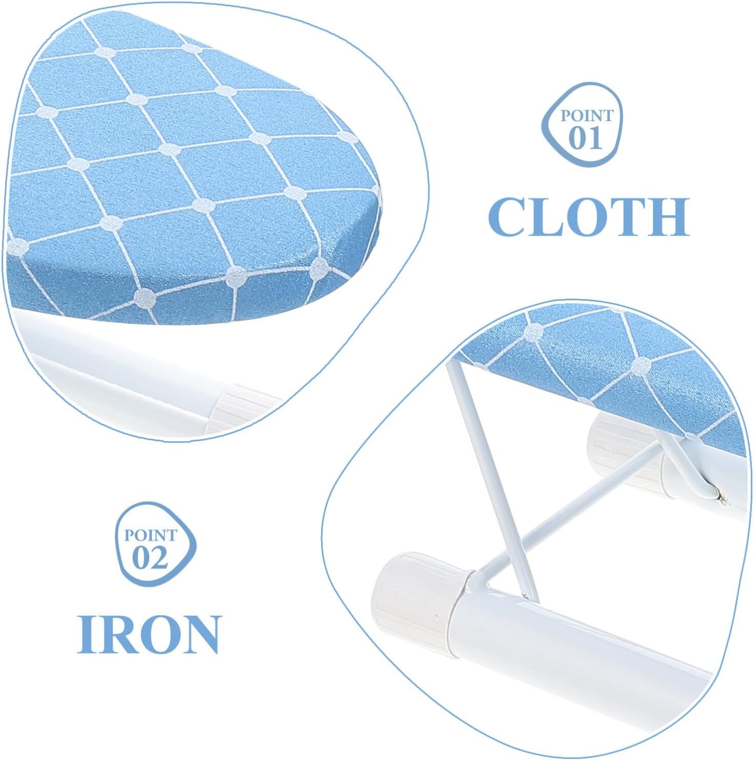 Mini Ironing Board Foldable Small Iron Board Folding with Fixed Sleeve for Sewing Sky-Blue
