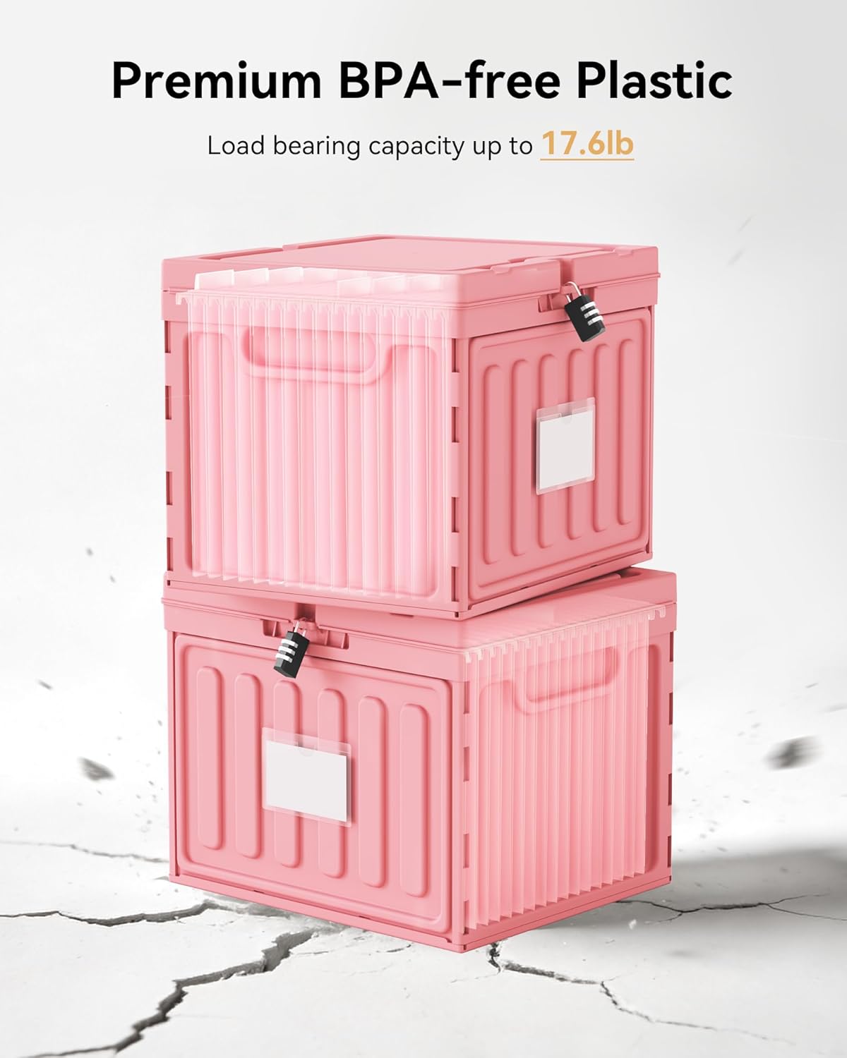 Oterri 2 Packs Plastic File Box with Lid for Letter Size Hanging File Folders, Hanging File Folder Box for Home, Office, School, File Cabinet, Assembly File Organizer, Stackable Storage Bins,Pink