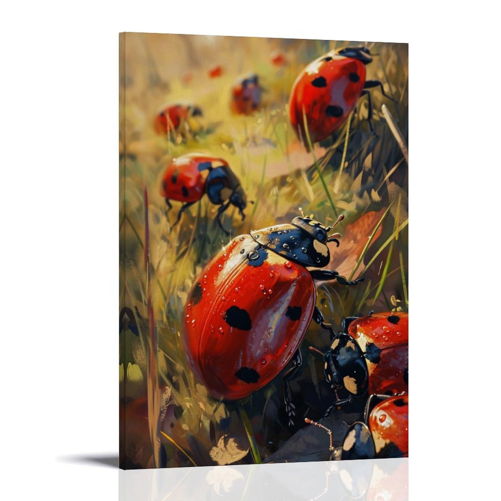 Ladybug Paintings On Canvas Ladybird Ladybug Beetles Pair Painting Art