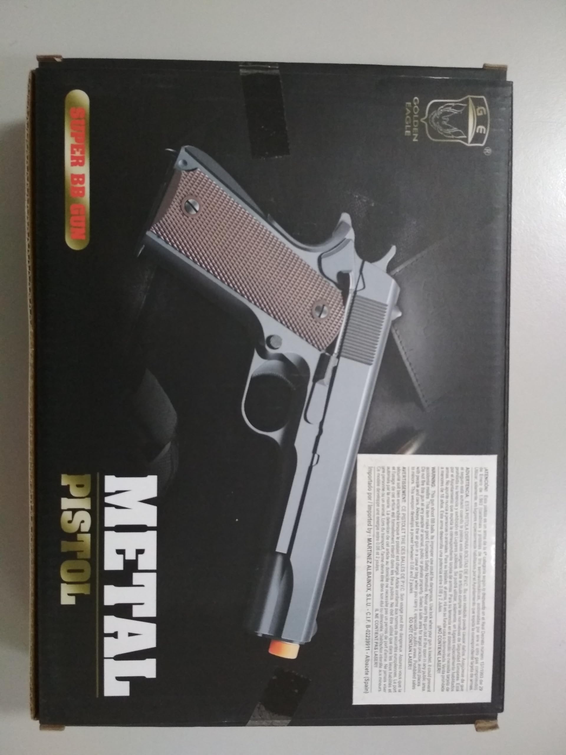 Pistolet Airsoft Colt 1911 Argenté – 0,43 J, 85 M/s, Ressort, Demi-métal, Débutant