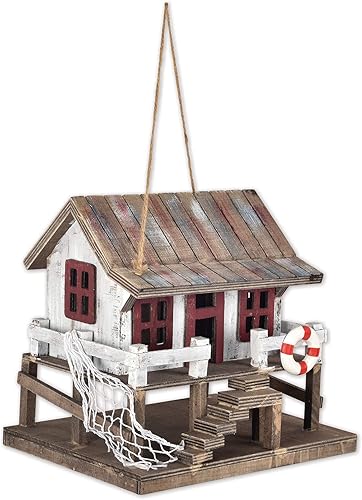 Sunset Vista Designs BPS-23 - Casa de pájaros decorativa para los pájaros, cabaña costera vintage