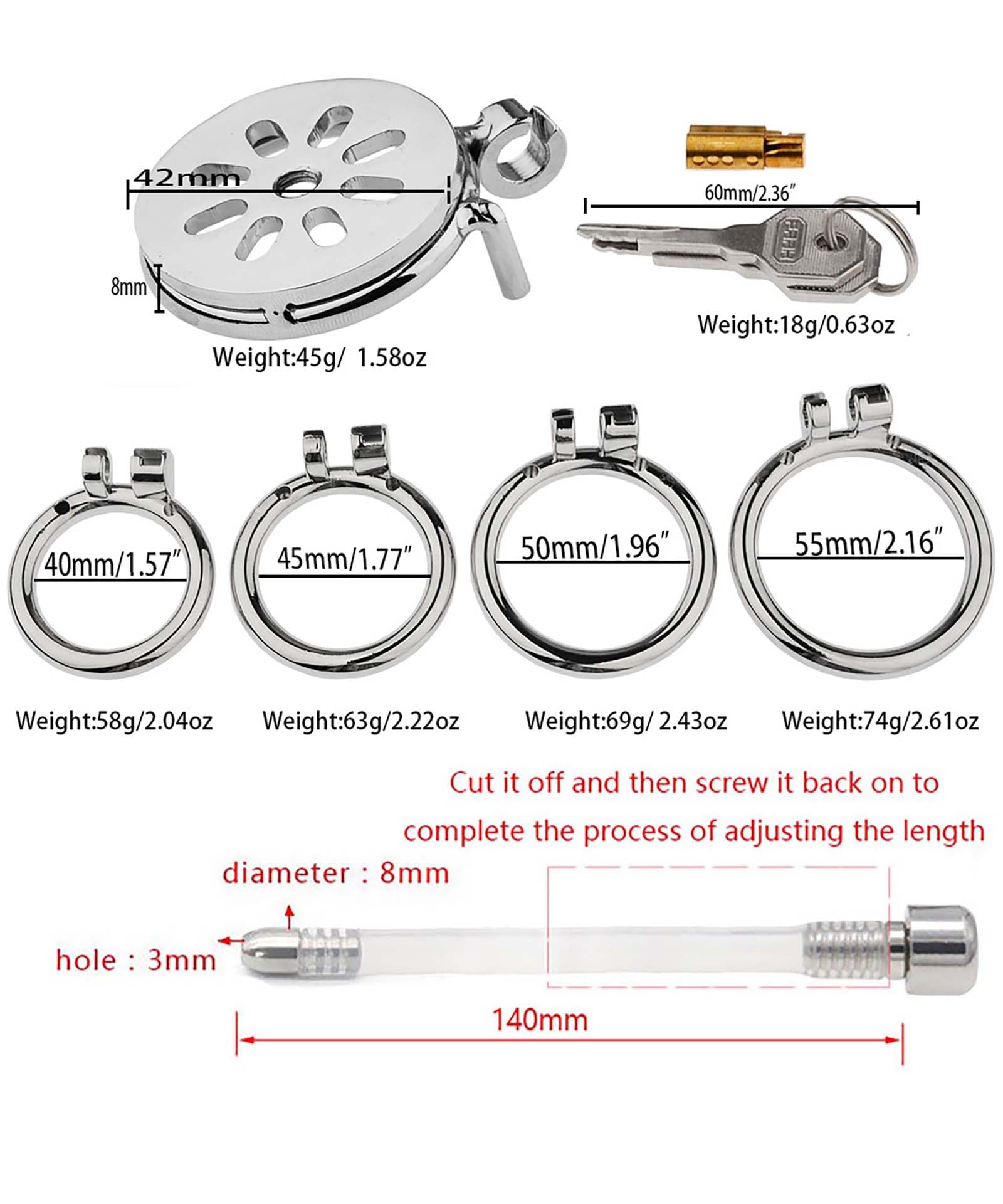 Accessori di protezione per gabbia di fitness piatta maschile in acciaio inossidabile con 1 tubo e 1 set di cinture -A50IT (B:40mm)