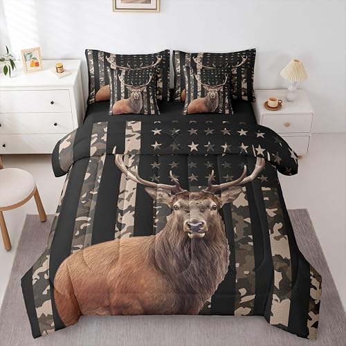 Erosebridal Rustic Deer 7 Piece Comforter Set Queen | Cabin 