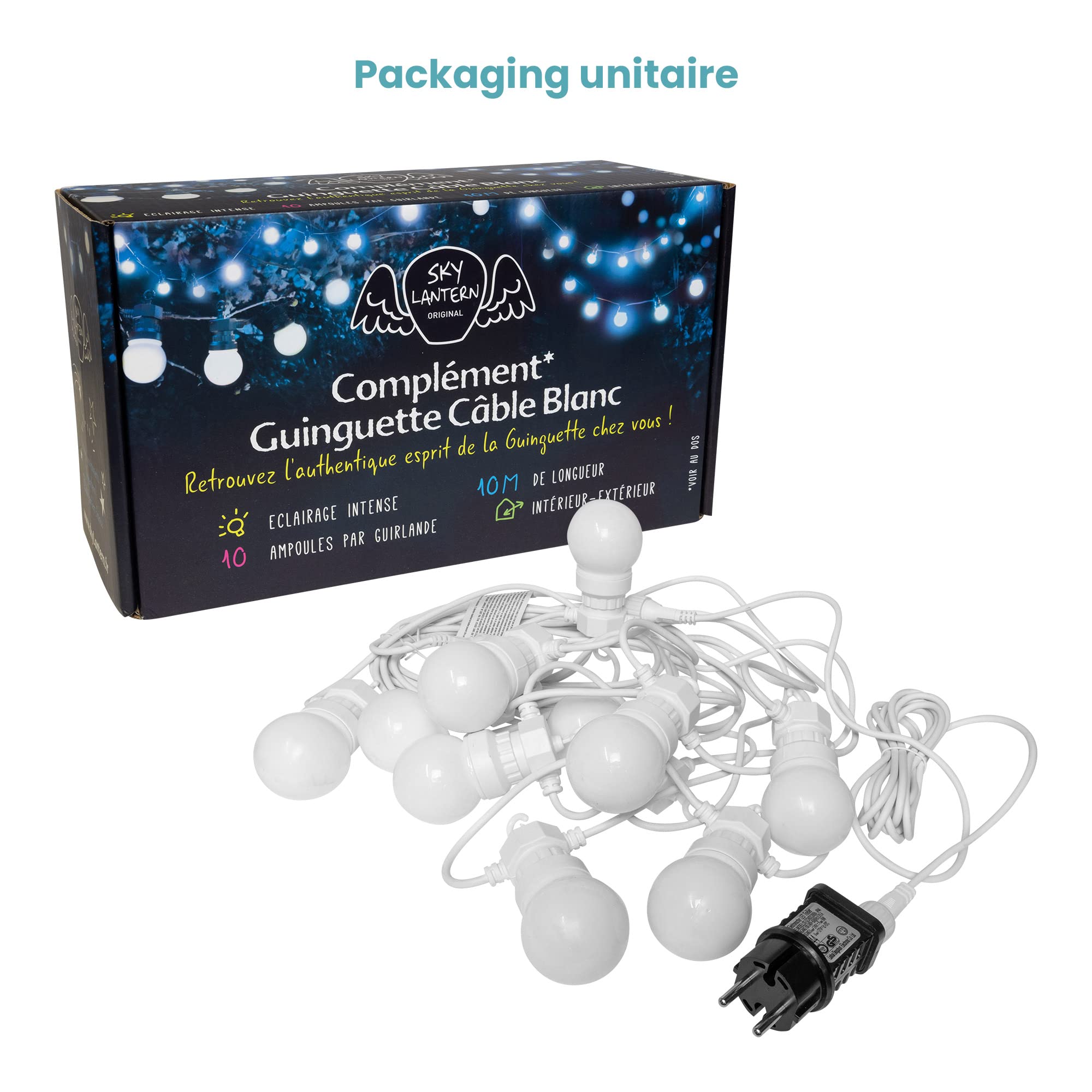 SKYLANTERN® Partylichterkette 30m Außen weiß – 30 E27 Glühbirnen – wetterfest – Romantische LED Lichterkette für Garten & Terrasse