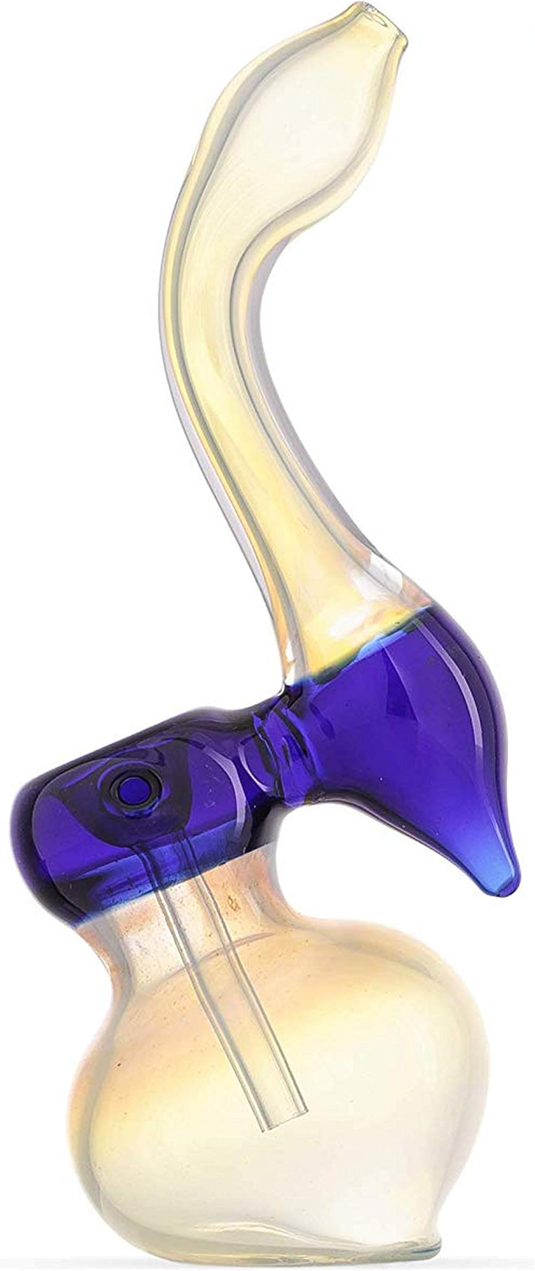 Sigato™ 5'' Blue Bubbler Pipe: Silver Fumed Thick Glass :Glass Smoking Pipe: BBSFumed
