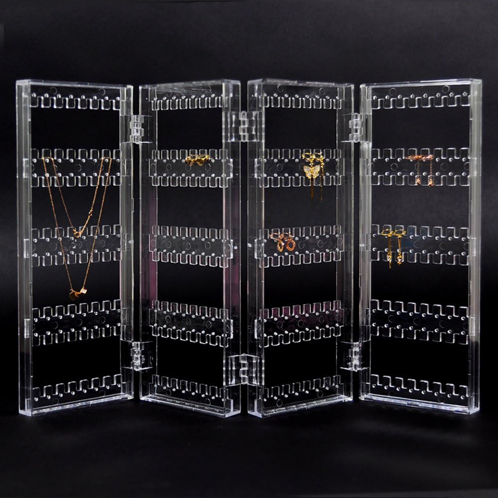 TheJD Foldable Acrylic Earring Screen Stand Holder - Upto 144 Pairs Earring Display Showcase