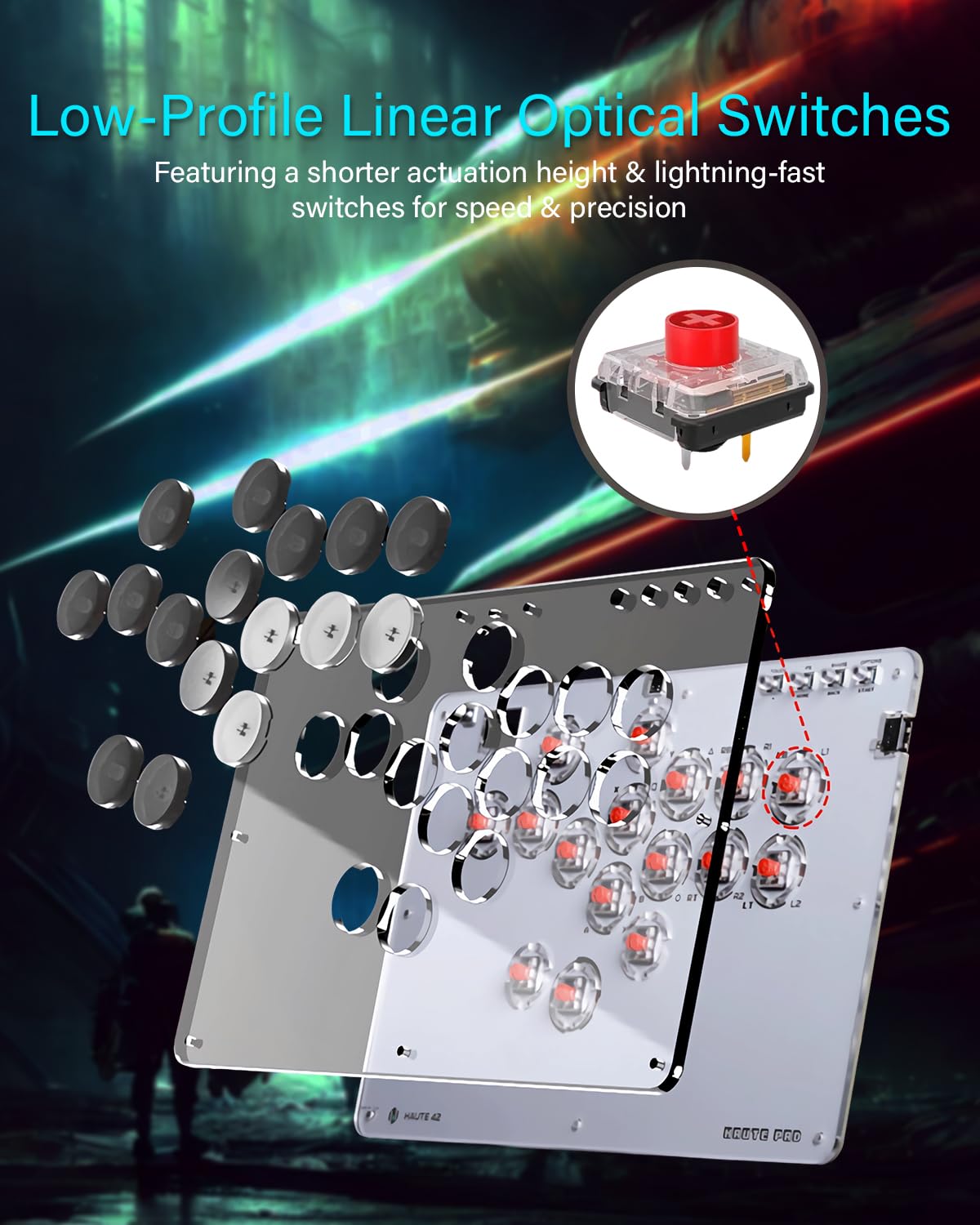 Arcade Controller Stick, Game Fighter Teclado Keypad T16 Street Fight Joystick RP2040 Board para PS3/PS4/Steam PC/NS Switch