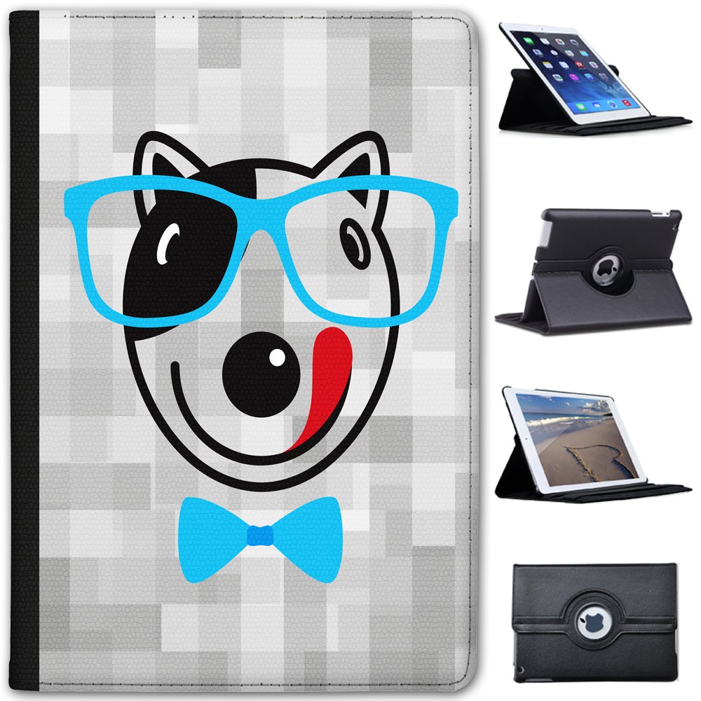 Fancy A Snuggle Hipster Dog Smiling In Bow Tie & Glasses Faux Leather Case Cover/Folio for the Apple iPad Mini, iPad Mini 2, iPad Mini 3