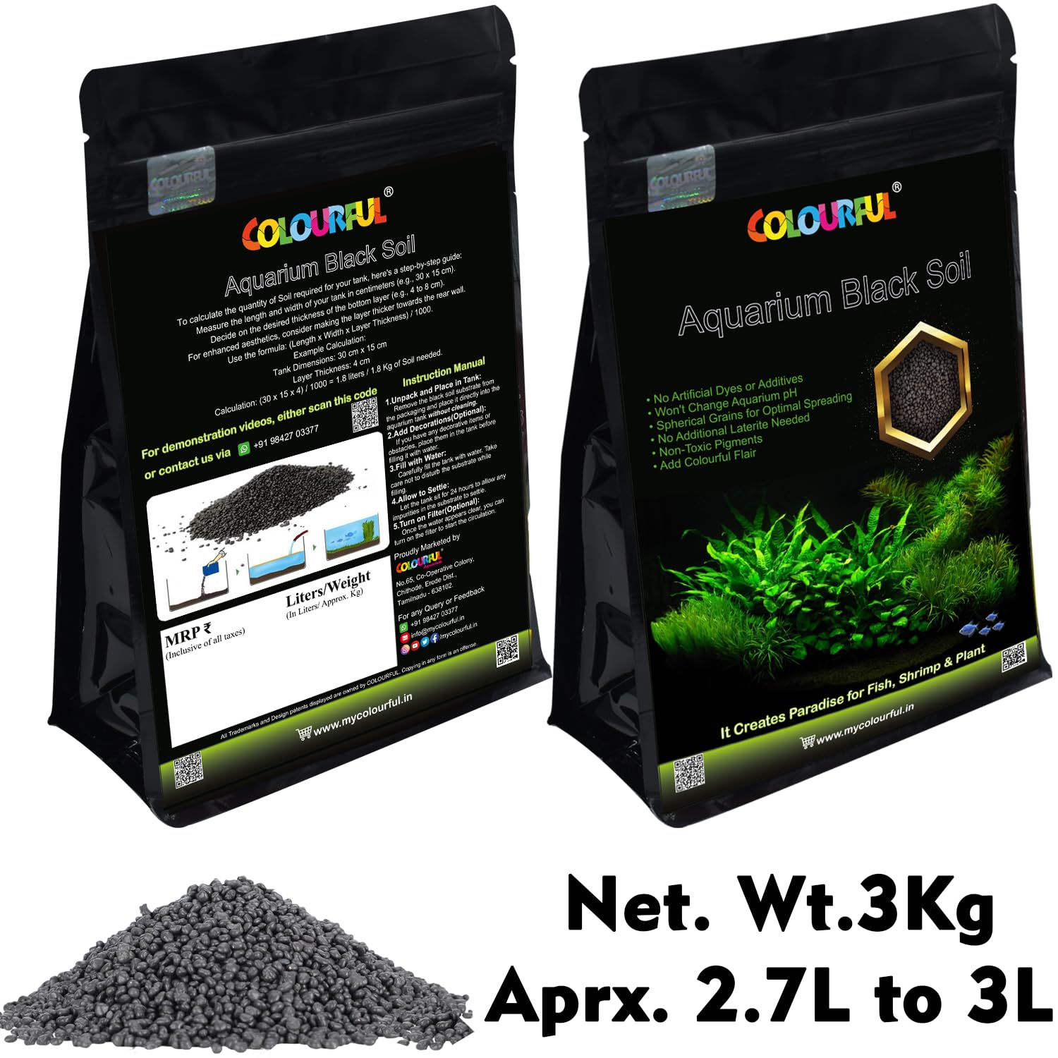COLOURFUL AQUARIUM Fish Tank Live Planted Aquarium Contro Soil For Decoration As Garden Fish Tank (3Kg) 2