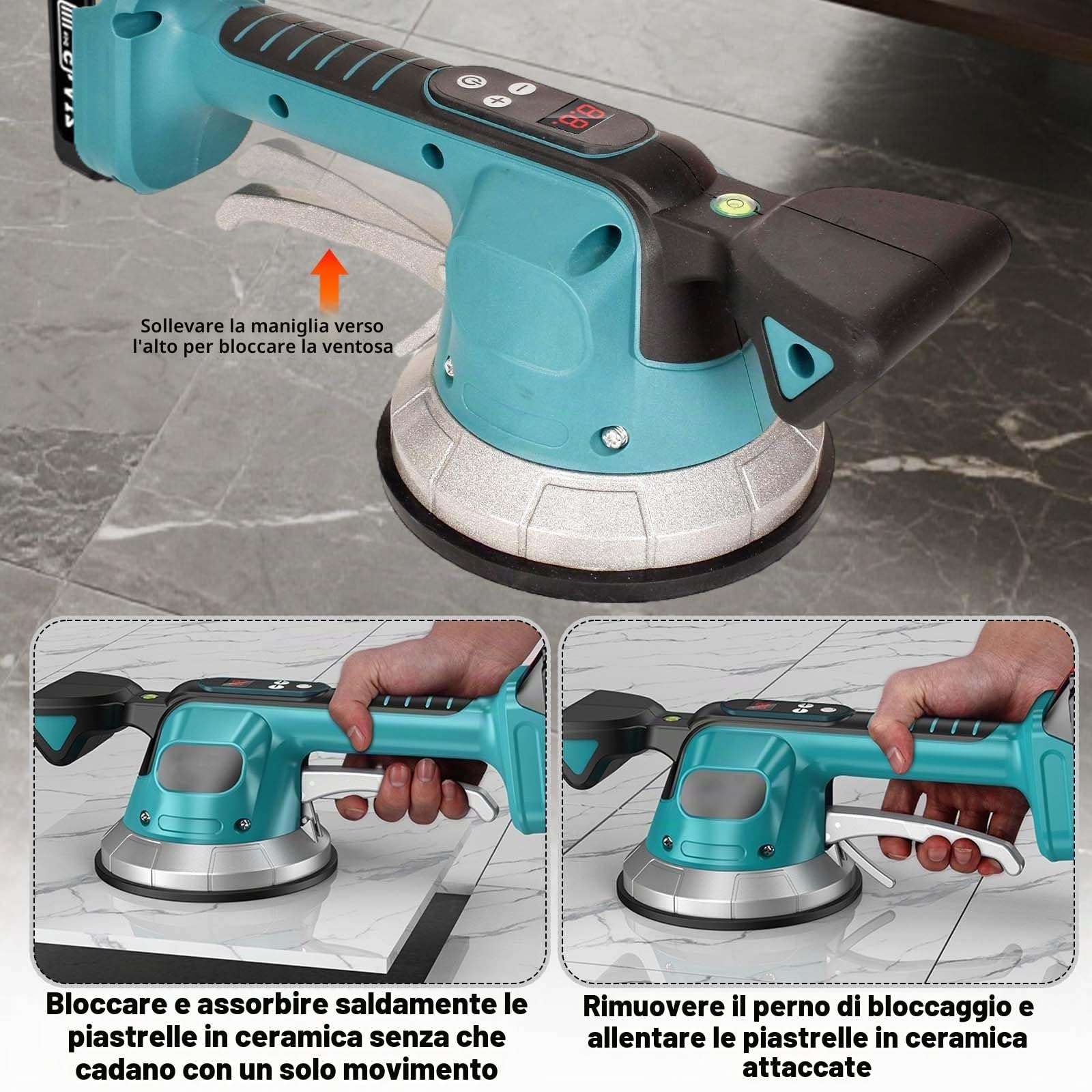 Vibratore per Piastrelle a Batteria, Compatibile Batteria Makita da 18 V 21V(Nessuna batteria), Livellatrice per Piastrelle, 10 Velocità Regolabili, Assorbimento da 200 kg, per la posa di piastrelle