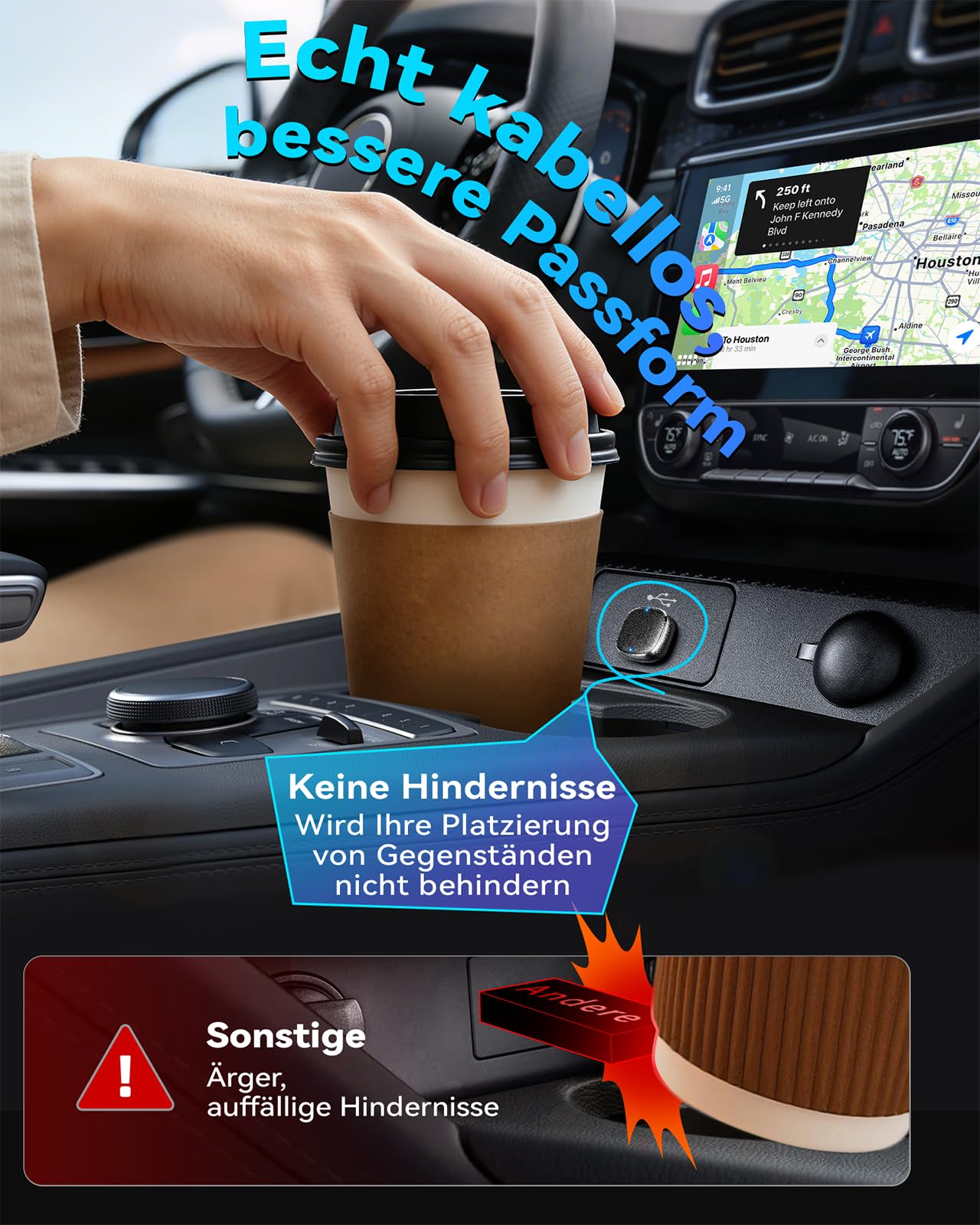 Wireless Carplay & Android Auto Adapter 2-in-1, 1-klick-Benutzerwechsel, Mavlou 2026 Ultra-Mini Dongle, Convert Wired CarPlay/Android Auto zu Wireless, für iOS 10+/Android 11+ & Autos ab 2016
