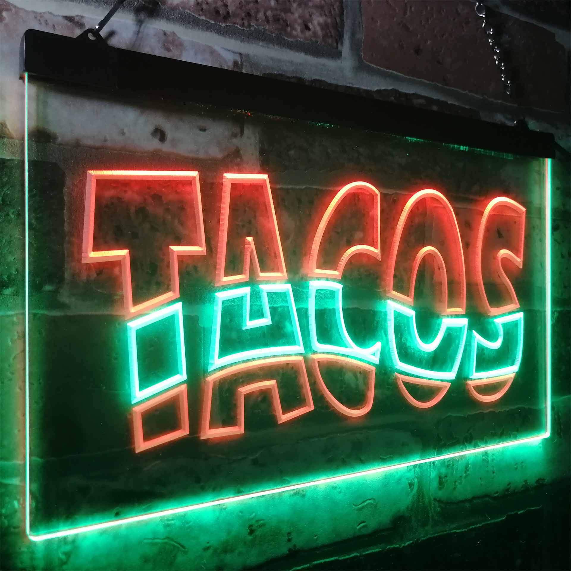 ADVPRO Mexican Tacos Restaurant Bar Dual Color LED Enseigne Lumineuse Neon Sign Vert et Rouge 600 x 400mm st6s64-i0093-gr