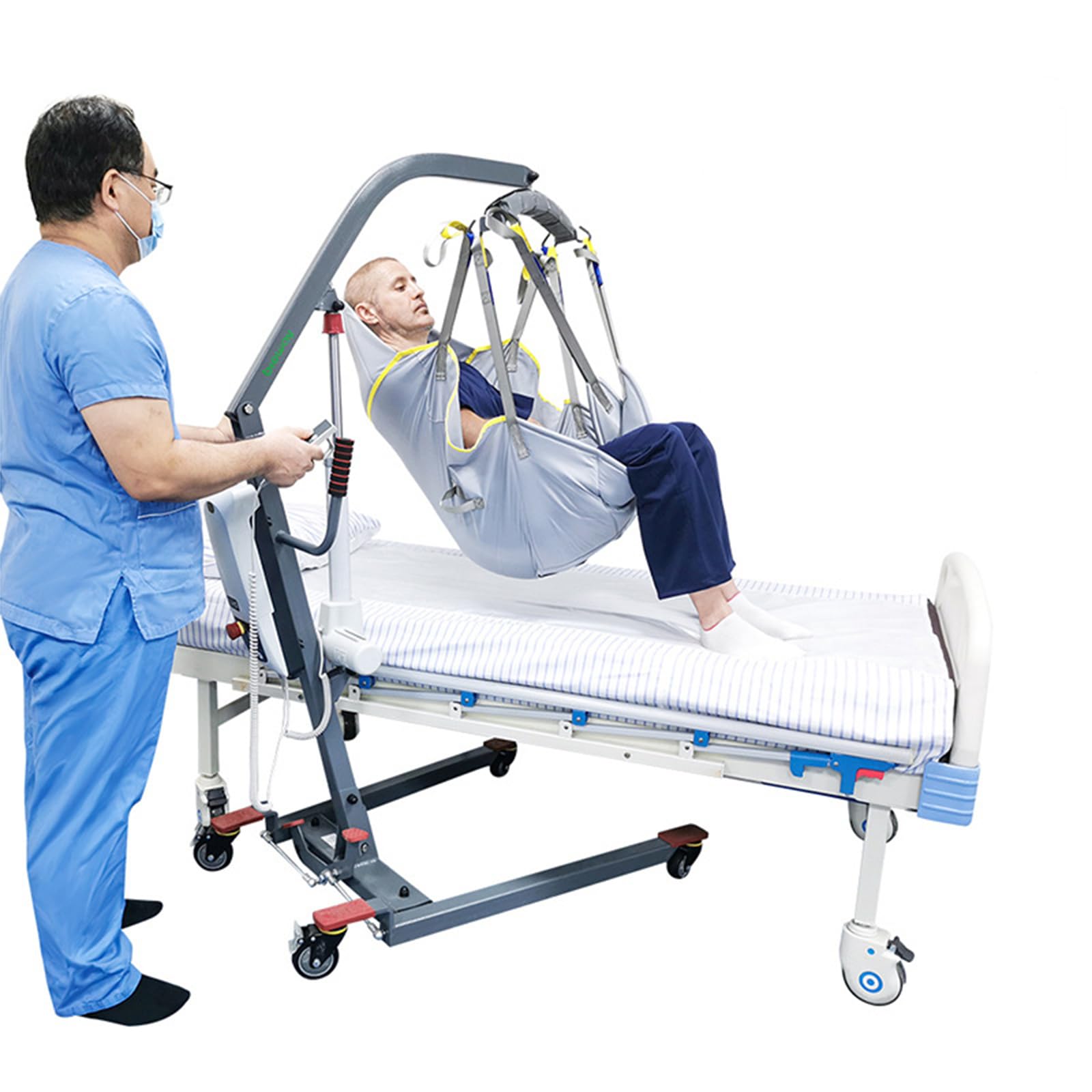Arnés Elevación Paciente Cuerpo Completo Grúa De Paciente Eslinga De Elevación con para Paciente Y Minusválido para La Cama Enfermería,L