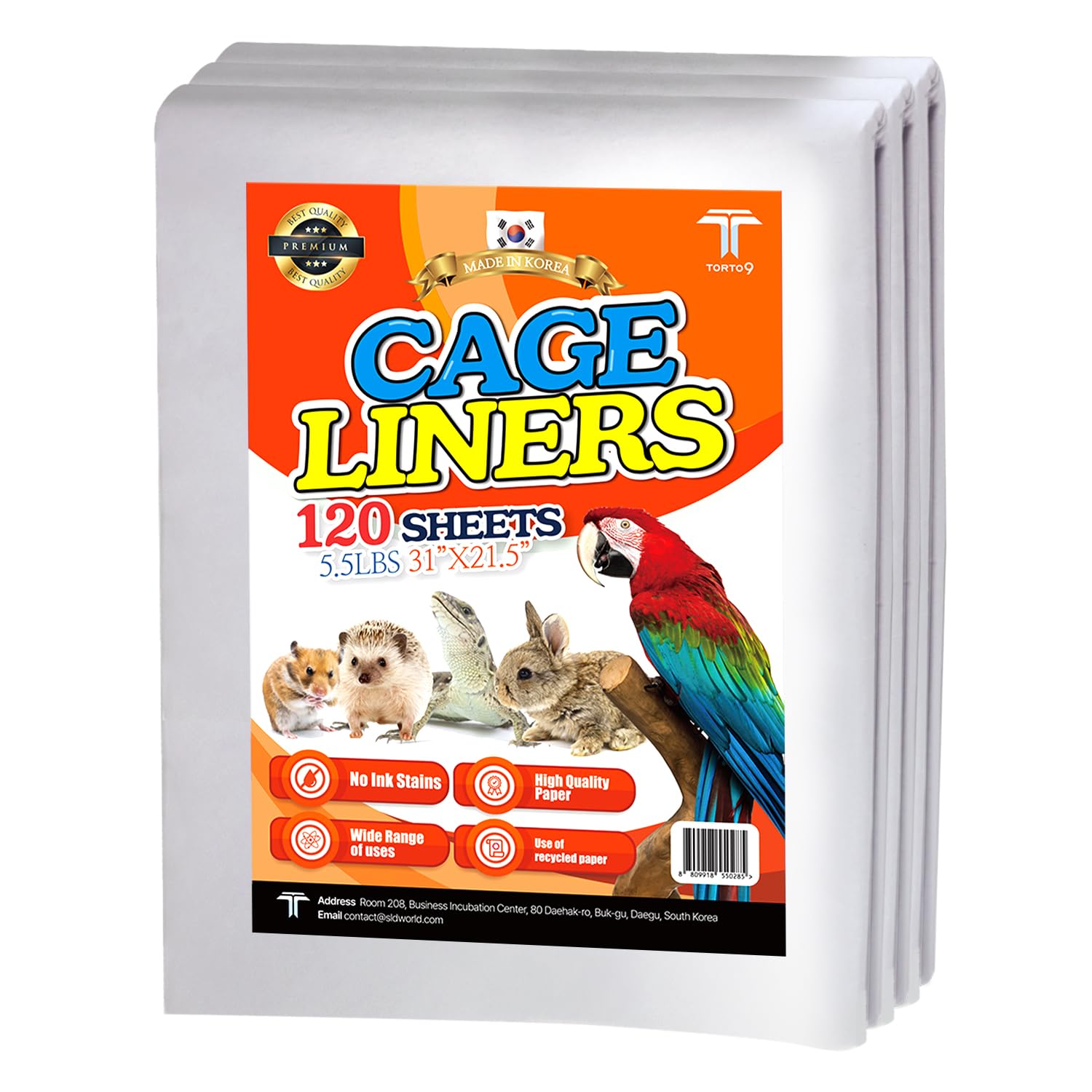 TORTO9 Cage Liner Sheets for Birds – 120 Pack, 31 x 21.5 in, 5.5 lb | Acid-Free & Non-Toxic Paper | Safe Pet Bedding, Craft Supply, Packing & Shipping Use