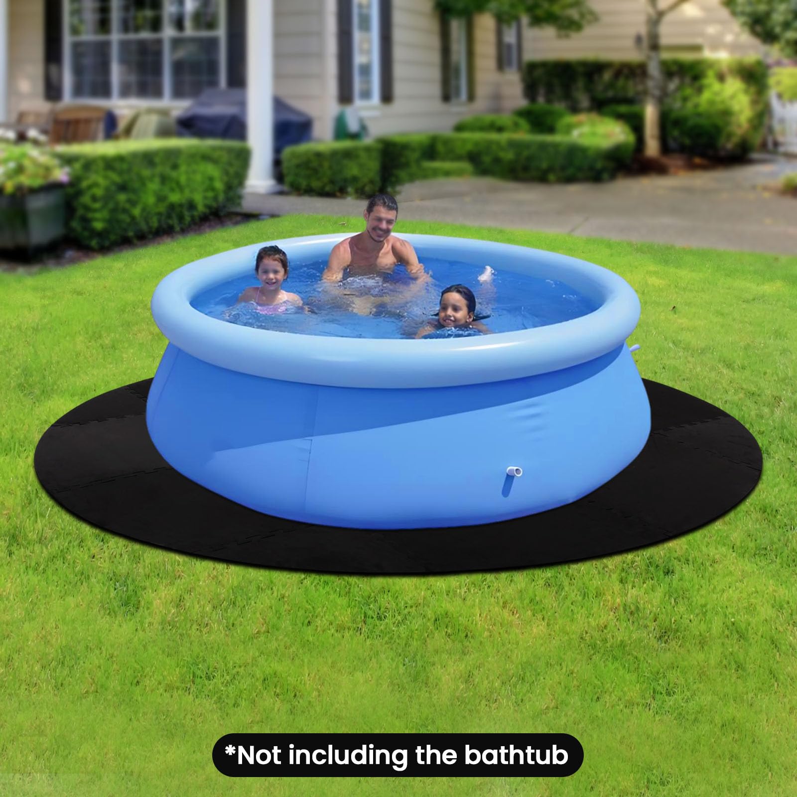 Alfombrilla antideslizante para bañera de hidromasaje EVA, 196 x 196 cm (77,17 pulgadas), para piscina, bañera y ducha, impermeable, aislante térmico, fácil de limpiar, color negro
