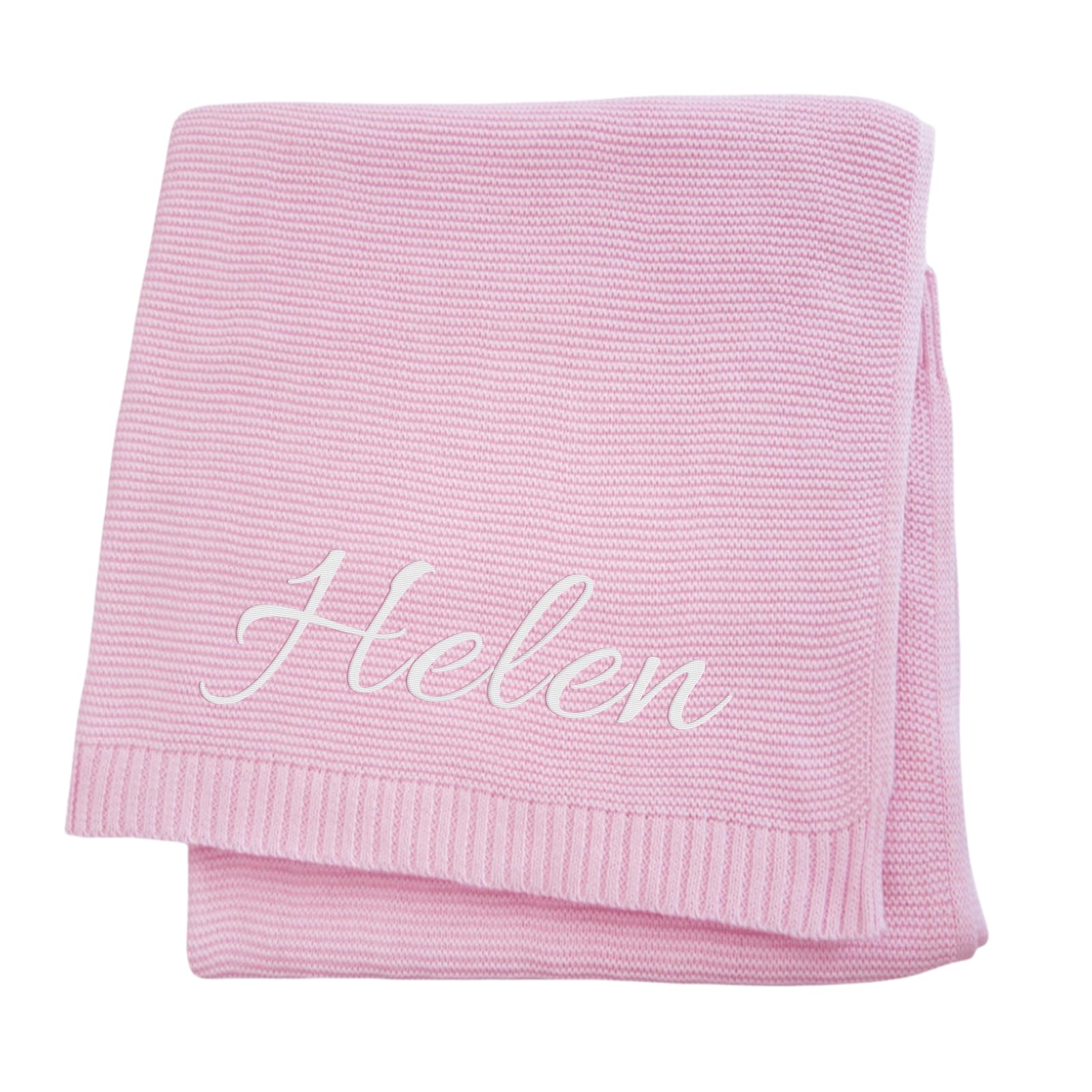 Coperta personalizzata per bambini (75 x 75 cm) con nome e motivo ricamato, in 100% cotone, coperta per bambine e ragazzi (bianco